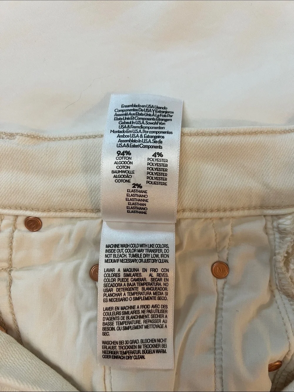 MOTHER The Tomcat Ankle Cream Puffs High Rise Straight Leg Jean Off White 27